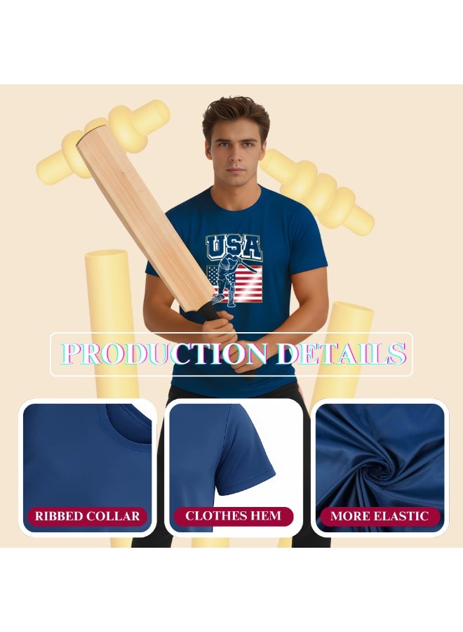 برينت شوب فور مي قميص رياضي لمنتخب الولايات المتحدة للكريكيت للرجال - قميص بأكمام قصيرة بتصميم رياضي مناسب للتدريب والتمارين والارتداء اليومي. - Image 4